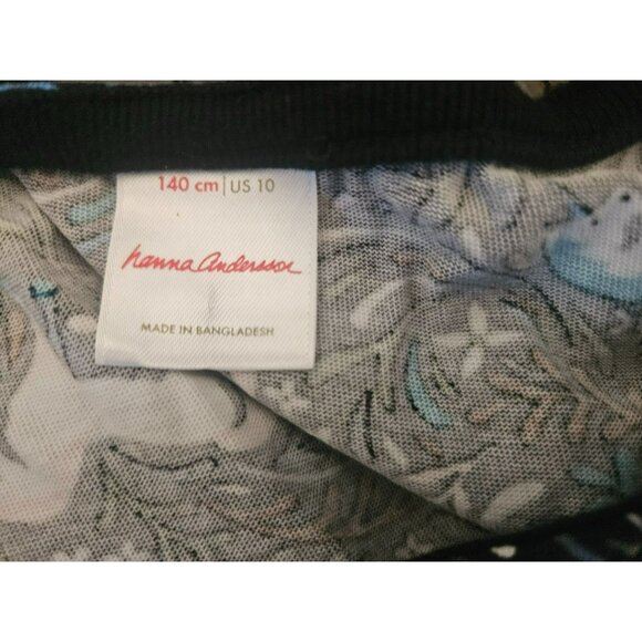 Girl HANNA ANDERRSON black Unicorn Floral Print Pocket L/s Play Dress Size 10 - Picture 4 of 4